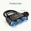 150W 3 Socket Car Plug Adapter with USB Ports and LED Voltage Display