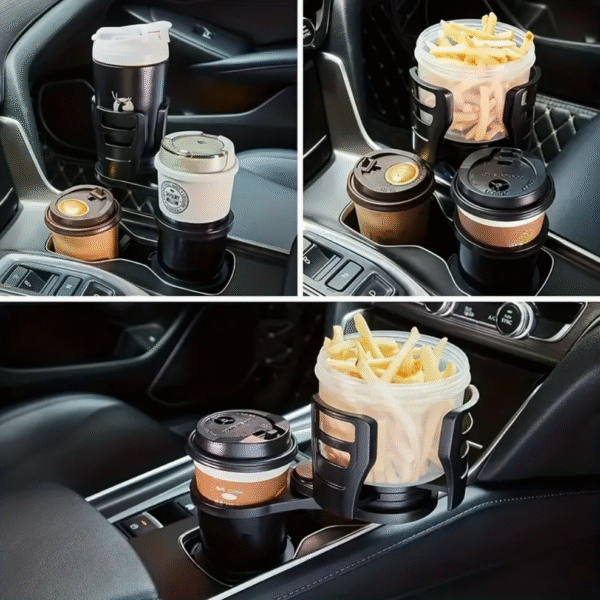 Adjustable Car Cup Holder Expander Dual Cup Holder with Phone Mount
