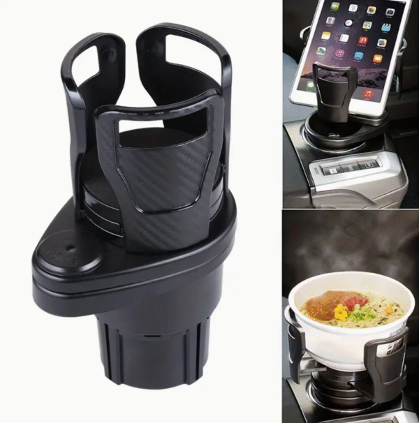 Adjustable Car Cup Holder Expander Dual Cup Holder with Phone Mount