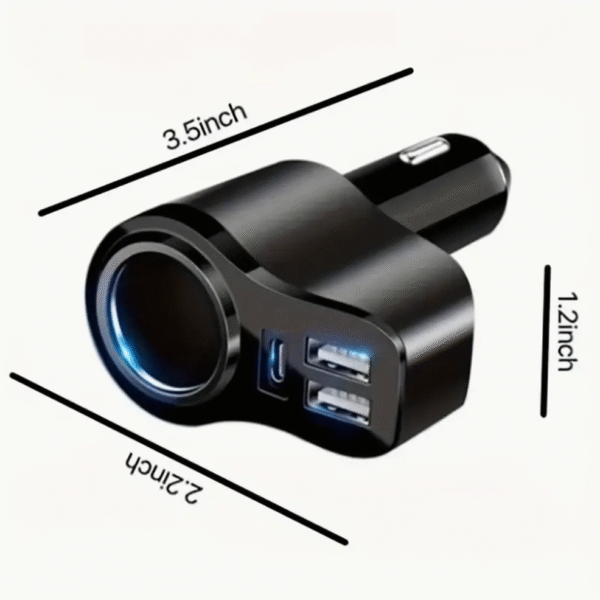 4 in 1 USB C 47W Car Charger with Multi Port in White