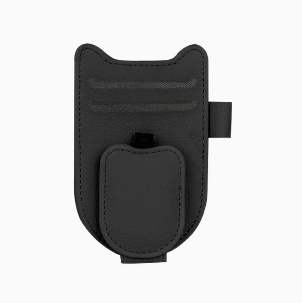 Cat Ear Faux Leather Sun Visor Organizer in Black