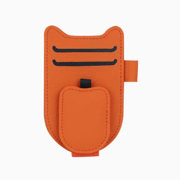 Cat Ear Faux Leather Sun Visor Organizer in Orange