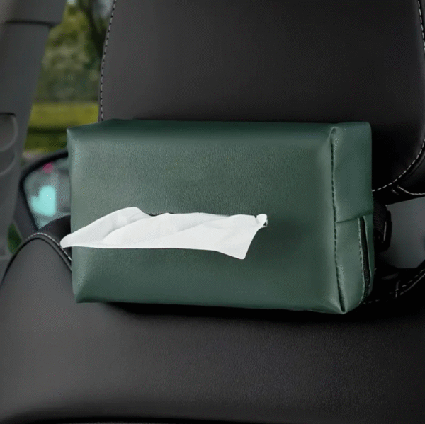 Car Tissue Holder with Zipper in Green