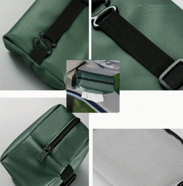 Car Tissue Holder with Zipper in Green
